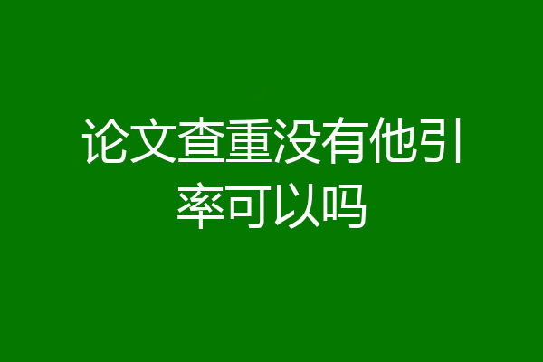论文查重没有他引率可以吗