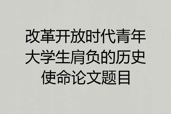 改革开放时代青年大学生肩负的历史使命论文题目