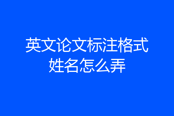 英文论文标注格式姓名怎么弄