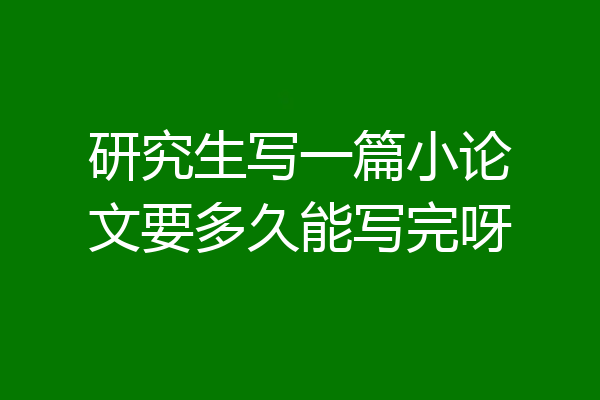 研究生写一篇小论文要多久能写完呀