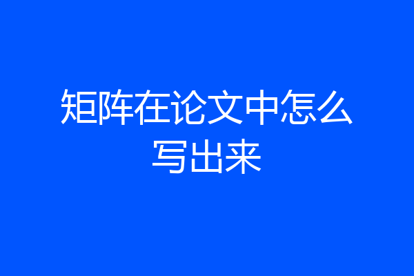 矩阵在论文中怎么写出来