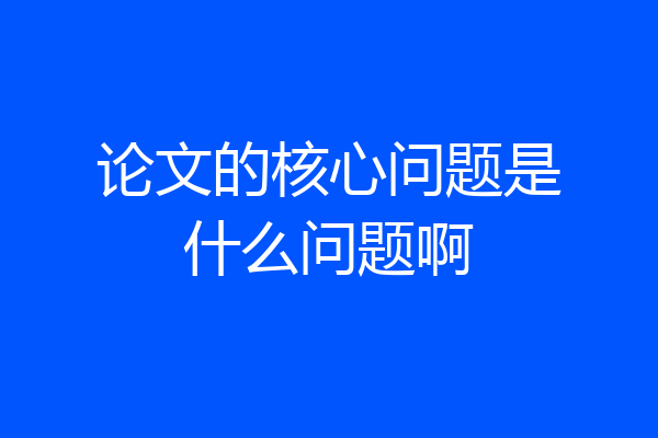 论文的核心问题是什么问题啊