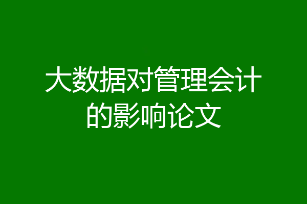 大数据对管理会计的影响论文
