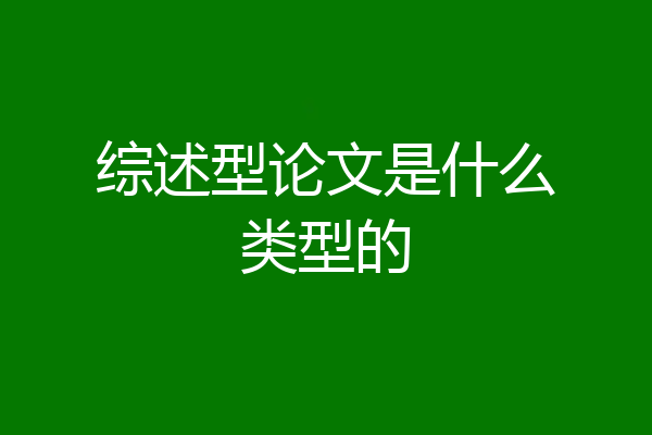 综述型论文是什么类型的