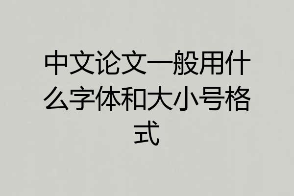 中文论文一般用什么字体和大小号格式
