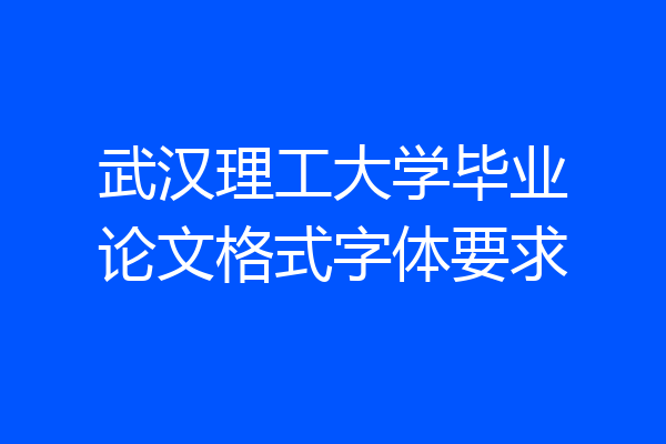 武汉理工大学毕业论文格式字体要求