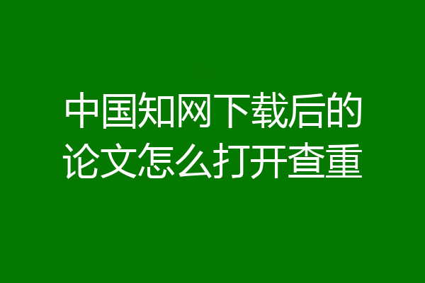 中国知网下载后的论文怎么打开查重