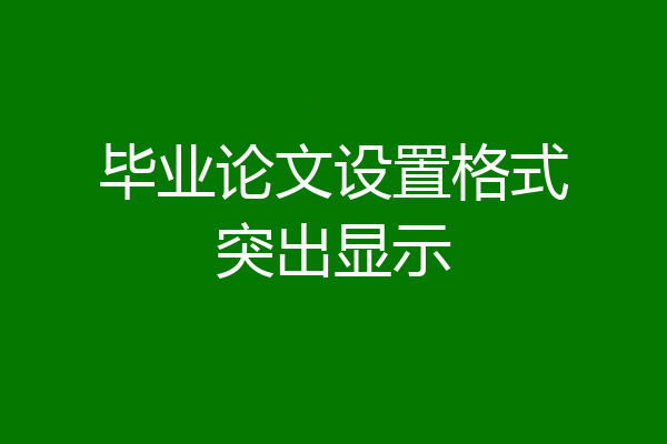 毕业论文设置格式突出显示