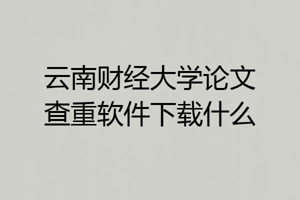 云南财经大学论文查重软件下载什么