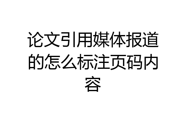 论文引用媒体报道的怎么标注页码内容