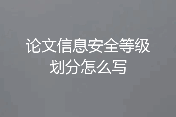 论文信息安全等级划分怎么写
