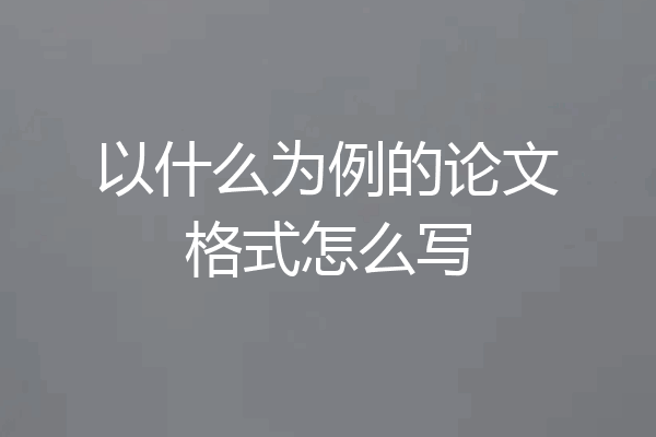 以什么为例的论文格式怎么写