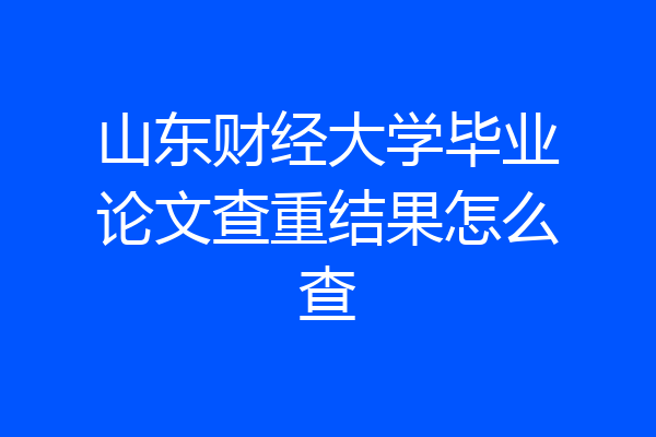 山东财经大学毕业论文查重结果怎么查