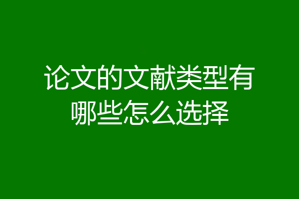 论文的文献类型有哪些怎么选择