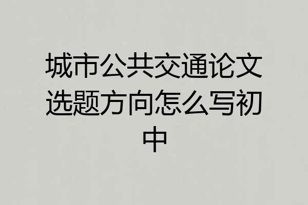 城市公共交通论文选题方向怎么写初中