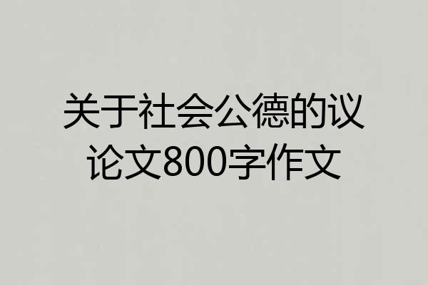 关于社会公德的议论文800字作文