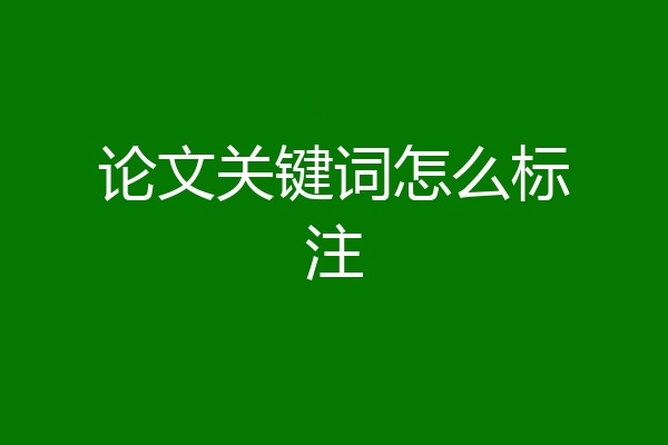 论文关键词怎么标注