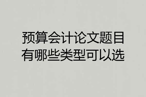 预算会计论文题目有哪些类型可以选