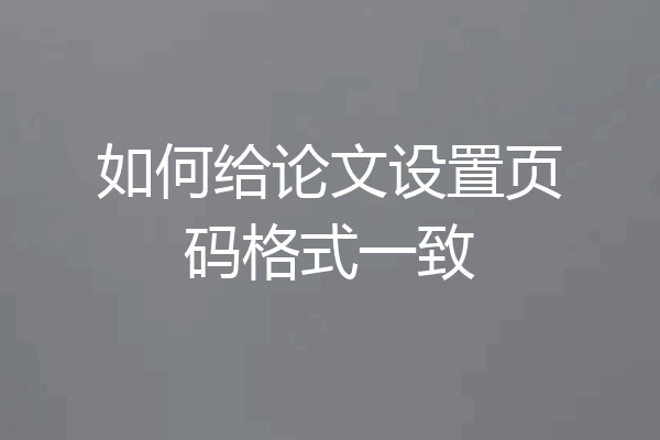 如何给论文设置页码格式一致