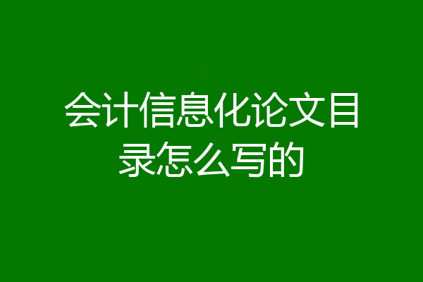 会计信息化论文目录怎么写的