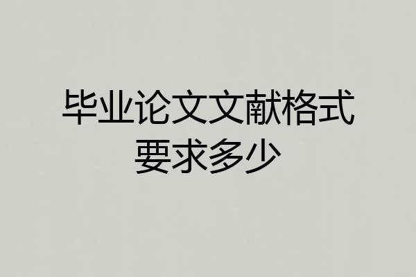 毕业论文文献格式要求多少