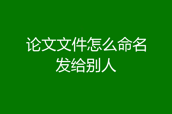 论文文件怎么命名发给别人