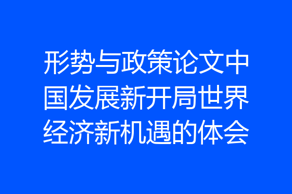 形势与政策论文中国发展新开局世界经济新机遇的体会