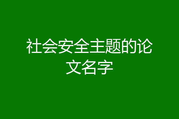 社会安全主题的论文名字