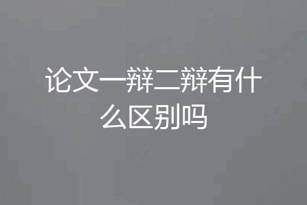 论文一辩二辩有什么区别吗