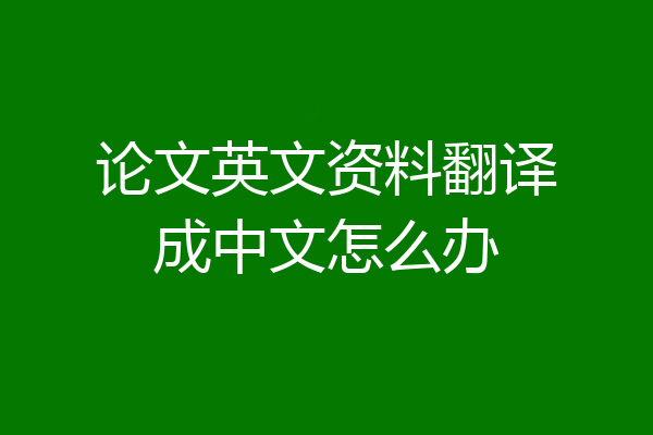 论文英文资料翻译成中文怎么办