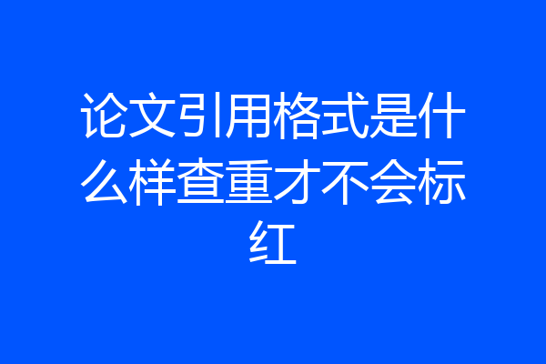 论文引用格式是什么样查重才不会标红