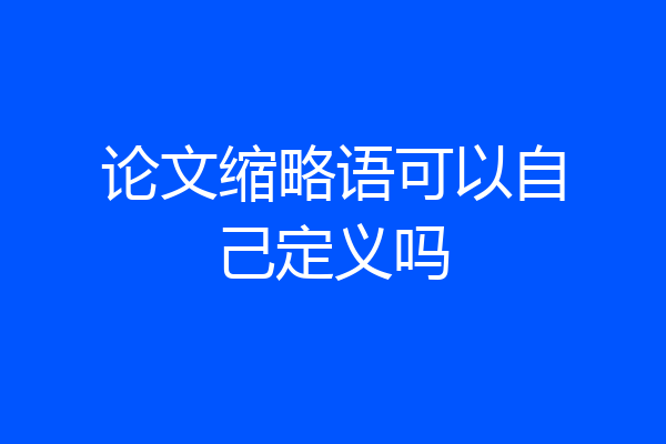 论文缩略语可以自己定义吗