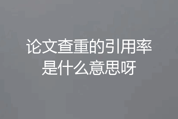 论文查重的引用率是什么意思呀