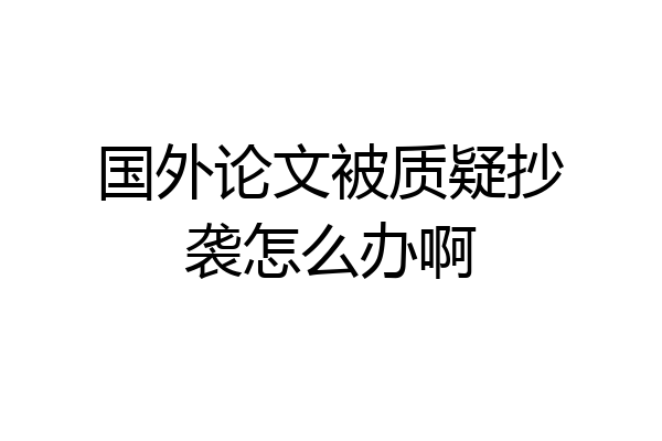 国外论文被质疑抄袭怎么办啊