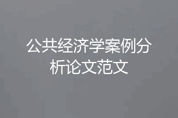 公共经济学案例分析论文范文