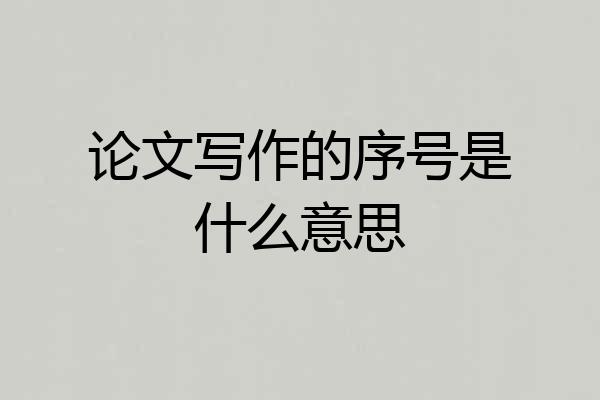 论文写作的序号是什么意思