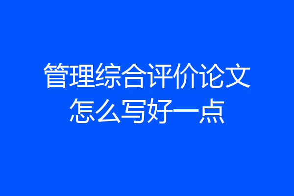 管理综合评价论文怎么写好一点