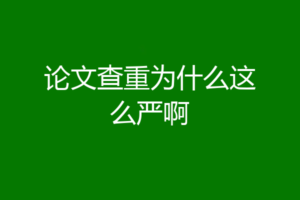 论文查重为什么这么严啊