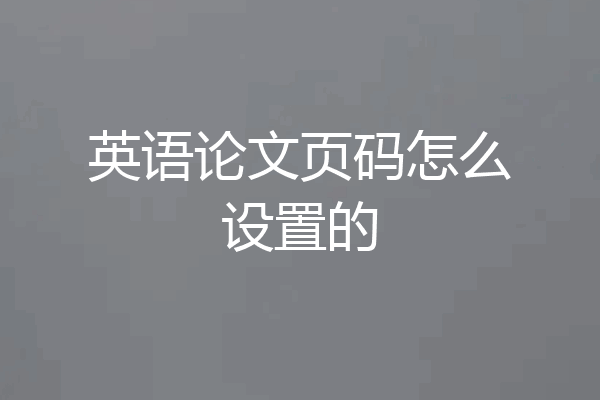 英语论文页码怎么设置的