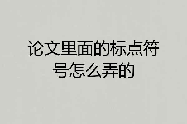 论文里面的标点符号怎么弄的