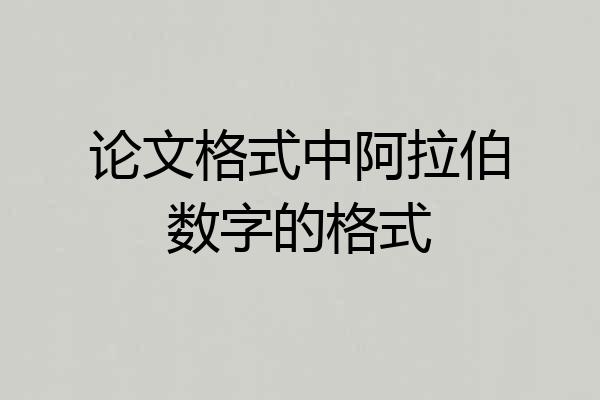 论文格式中阿拉伯数字的格式