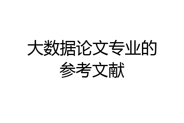 大数据论文专业的参考文献