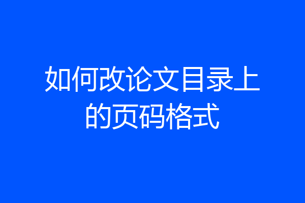 如何改论文目录上的页码格式