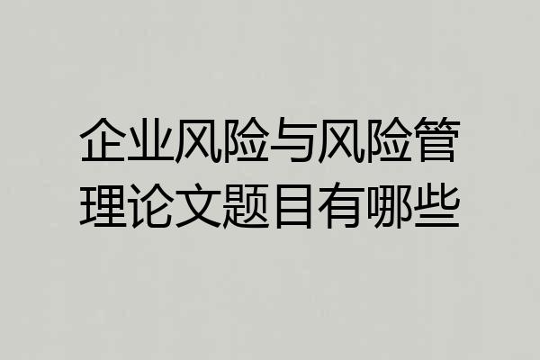 企业风险与风险管理论文题目有哪些