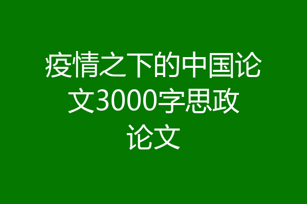 疫情之下的中国论文3000字思政论文
