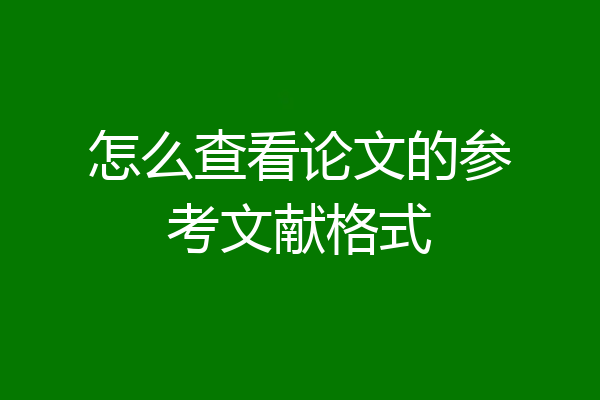 怎么查看论文的参考文献格式