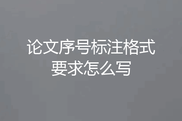 论文序号标注格式要求怎么写