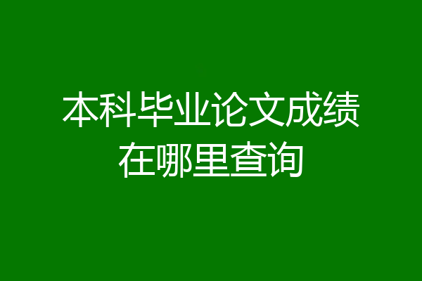 本科毕业论文成绩在哪里查询