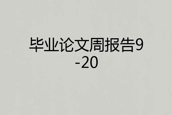 毕业论文周报告9-20