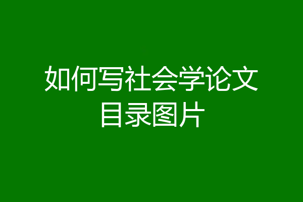 如何写社会学论文目录图片